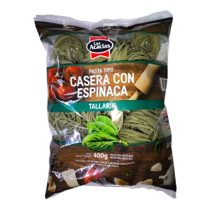 pasta tipo casera las acacias 400g tallarín con espinaca
