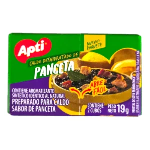 Caja de Caldos APTI 2 Cubos sabor Panceta, ideal para sazonar guisados y sopas.