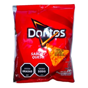 Paquete de Snack Doritos Queso 28g, ideal para una colación salada rápida.