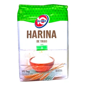 Paquete de Harina DE DIEZ 1Kg tipo 000 para panificados y masas caseras.