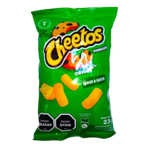 Paquete individual de Snack Cheetos 23g, extrudidos de maíz sabor queso.