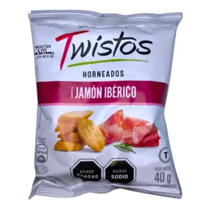 Paquete de Snack Twistos 40g Jamón, tostaditas horneadas sabor jamón.