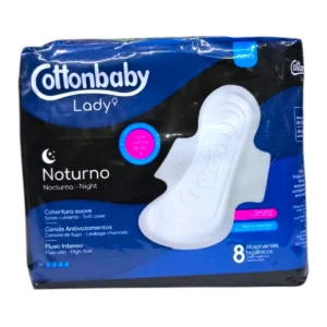 Paquete de Toallas Femeninas COTTONBABY Nocturno de 8 unidades con alas.