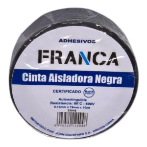 Cinta Aisladora Negra FRANCA 19mm x 10 Metros