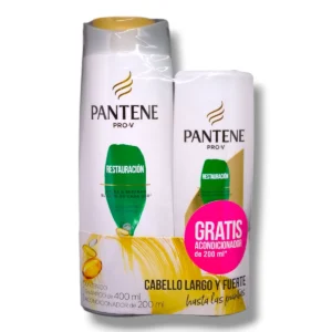 Pack PANTENE PRO-V Restauración: Shampoo 400mL y Acondicionador 200mL de regalo. Cuidado para cabello largo y fuerte en Salto.