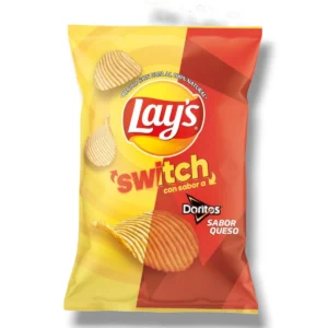papas fritas Lay's Switch sabor Doritos queso 150g bolsa amarilla roja
