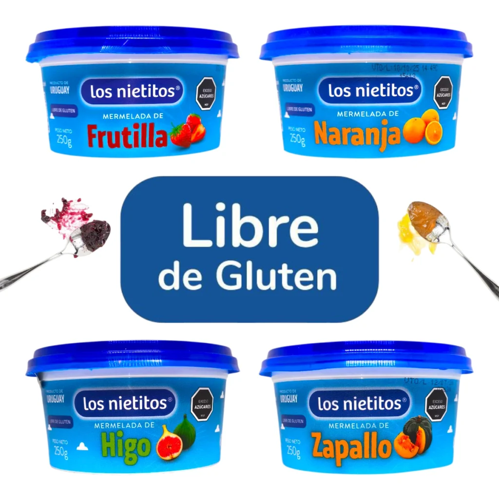 Mermeladas Los Nietitos 250g libre de gluten en sabores frutilla naranja higo zapallo, producto uruguayo artesanal para compra online en Super Práctico