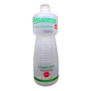 Botella de Alcohol COTTONMAX 1L Eucaliptado desinfectante graduación 70% industria uruguaya disponible en Salto.