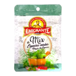 Sobre de 25g de Condimento EMIGRANTE Mix de Especias Verdes, producto de Uruguay.