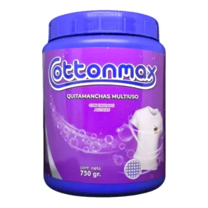 Envase de Quitamanchas Multiuso COTTONMAX de 750g con enzimas activas para todo tipo de ropa.