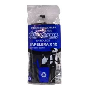 Pack de Bolsas para Residuos COTTONMAX 10u. 50x58cm de color negro con etiqueta descriptiva verde.