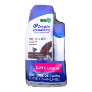 Pack HEAD & SHOULDERS Protección Caída con Cafeína: Shampoo 375mL y 180mL. Control caspa y refuerzo de raíz disponible en Salto.
