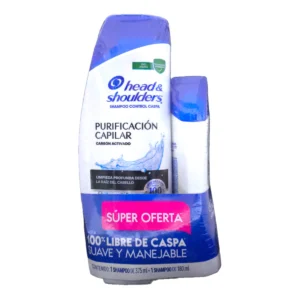 Pack HEAD & SHOULDERS Purificación Capilar con Carbón Activado: Shampoo 375mL y 180mL. Limpieza profunda desde la raíz en Salto.