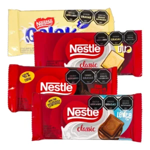 Variedad de Tabletas NESTLE 80g incluyendo sabores Chocolate con Leche, Galak Blanco, Meio Amargo y Duo.