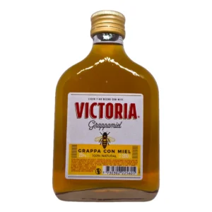 Petaca Grappa Miel Victoria 200ml. Bebida tradicional uruguaya ideal para compartir y entrar en calor en los días fríos.