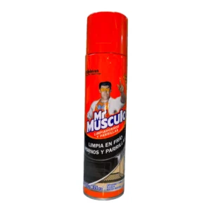Limpiador Mr Músculo hornos y parrillas aerosol 360cc. Poderosa espuma que disuelve la grasa más difícil sin necesidad de raspar.