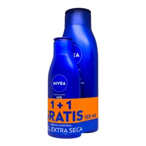 Pack crema Nivea Milk 400ml + 125ml gratis. Loción corporal intensiva para piel extra seca. Hidratación profunda por 48 horas.