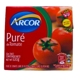 Caja de pure de tomate arcor 530g. Salsa de tomate lista para usar y darle mucho sabor a tus comidas caseras.