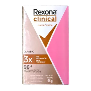 Desodorante Rexona Clinical crema Classic 48g. Antitranspirante femenino con protección 96h contra el sudor extremo.