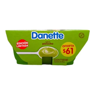 Pack de postre danette pistacho de 2 unidades. Postre lácteo cremoso de edición limitada ideal para darte un gusto muy dulce.