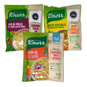 Sobres de Sopa Fideos KNORR 107.5g en varios sabores. Sopas deshidratadas ricas y muy rápidas de preparar para toda la familia.