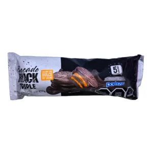 Tubo transparente con bocaditos de alfajor Black rellenos de Dulce de Leche.