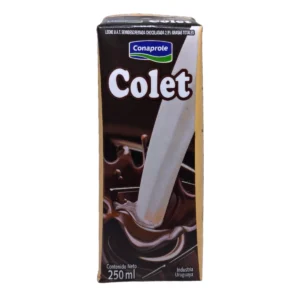 Envase tetra pak de Chocolatada COLET 250mL sabor chocolate de Conaprole.