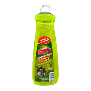 Envase de 500mL de lavavajilla líquido SAPOLIO Máximo Poder Arranca Grasa con aroma a Limón.