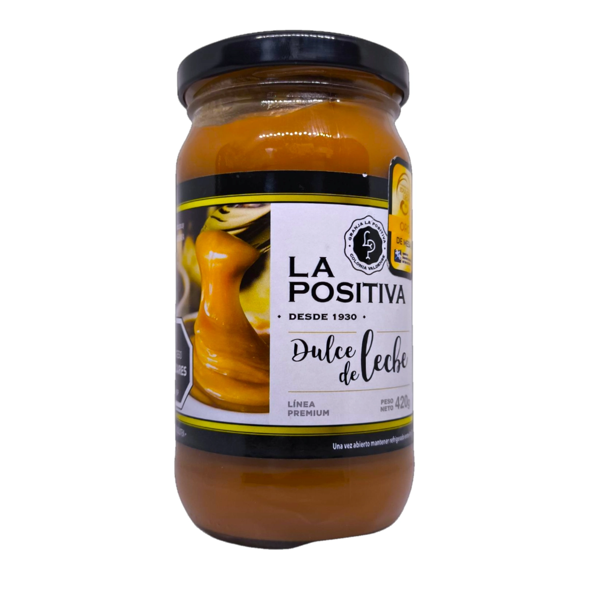 Frasco de Dulce de Leche LA POSITIVA, línea premium, contenido neto 420g.