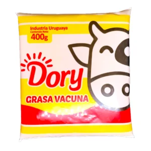 Envase de Grasa Vacuna DORY 400g, un producto de industria uruguaya ideal para repostería y cocina tradicional.