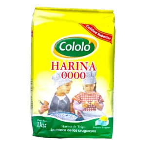 Paquete de Harina de trigo Cololo 0000 de 1kg para repostería y cocina.