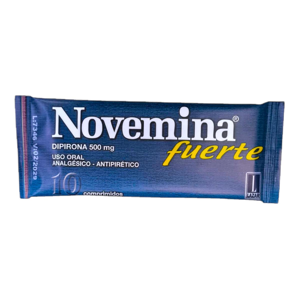 Novemina fuerte, dipirona 500 mg, analgésico y antipirético, 10 comprimidos