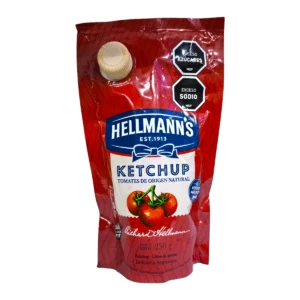 Envase de Salsa Ketchup HELLMANN'S 250g, aderezo a base de tomate.