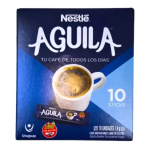 Café instantáneo Nestlé Aguila libre de gluten, caja con 10 sticks