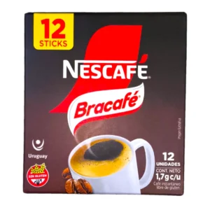 Nescafé Bracafé café instantáneo sin gluten, caja de 12 sticks de 1,7g