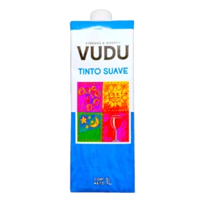 Caja de 1L de Vino de Mesa VUDU Tinto Suave, ideal para acompañar las comidas diarias.