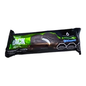 Tubo transparente con bocaditos de alfajor Black sabor Menta.