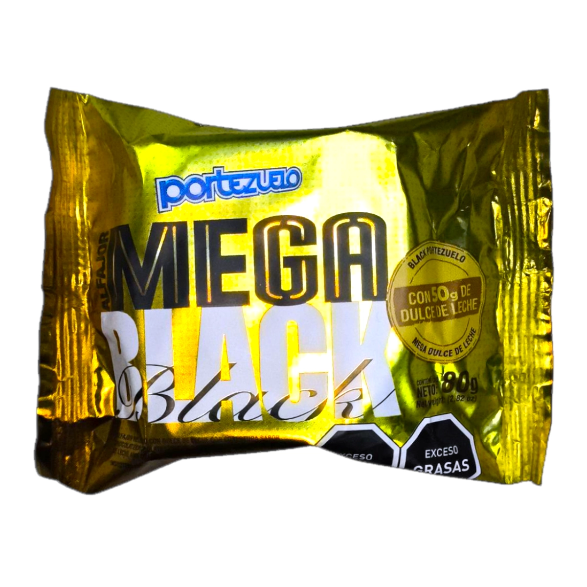 Alfajor Portezuelo Mega Black 50g con dulce de leche en Salto Uruguay