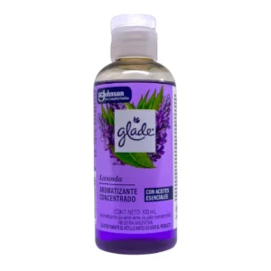 Frasco pequeño de Aromatizante Concentrado GLADE aroma Lavanda de 100mL.