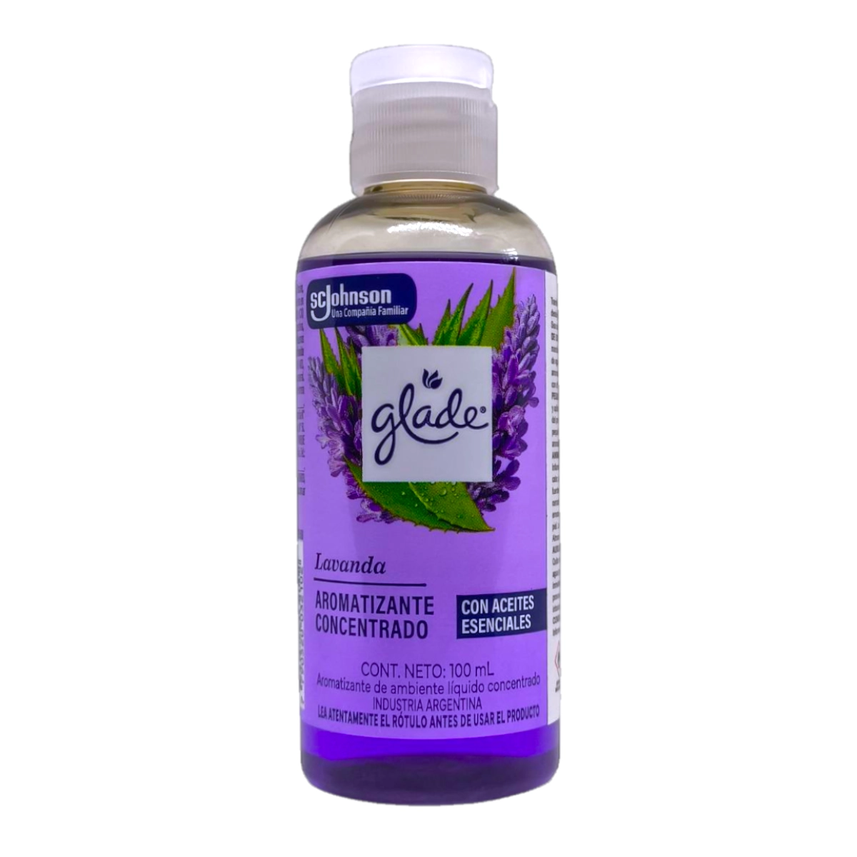 Frasco pequeño de Aromatizante Concentrado GLADE aroma Lavanda de 100mL.