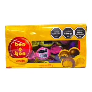Caja bombonera ARCOR BON O BON 255g surtido con 17 bombones de sabores variados.