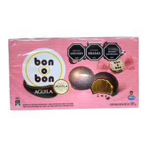 Caja bombonera ARCOR BON O BON 270g con 18 bombones cubiertos con chocolate semiamargo Águila.