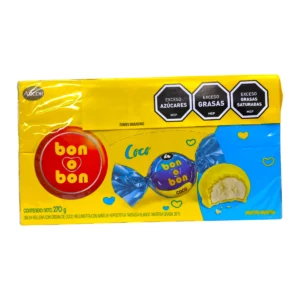 Caja bombonera ARCOR BON O BON 270g con 18 bombones sabor coco.