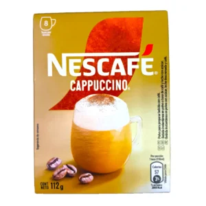Caja de 8 sobres de Cappuccino NESCAFE Sabor Tradicional con receta mejorada.
