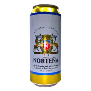Lata de Cerveza Norteña de 473ml fría, disponible en supermercado Súper Práctico Salto.
