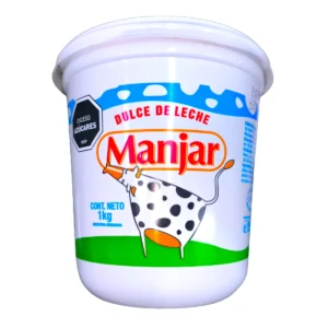 Pote familiar de Dulce de Leche MANJAR de 1 kg con diseño tradicional.