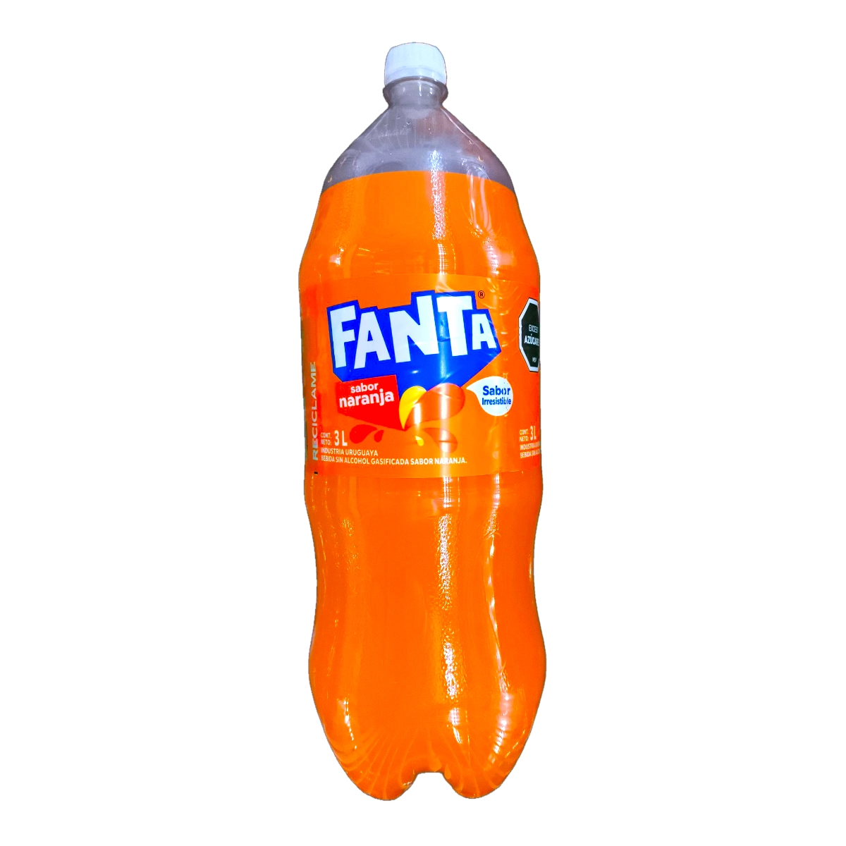 Botella de Fanta 3L Naranja, refresco familiar sabor naranja.
