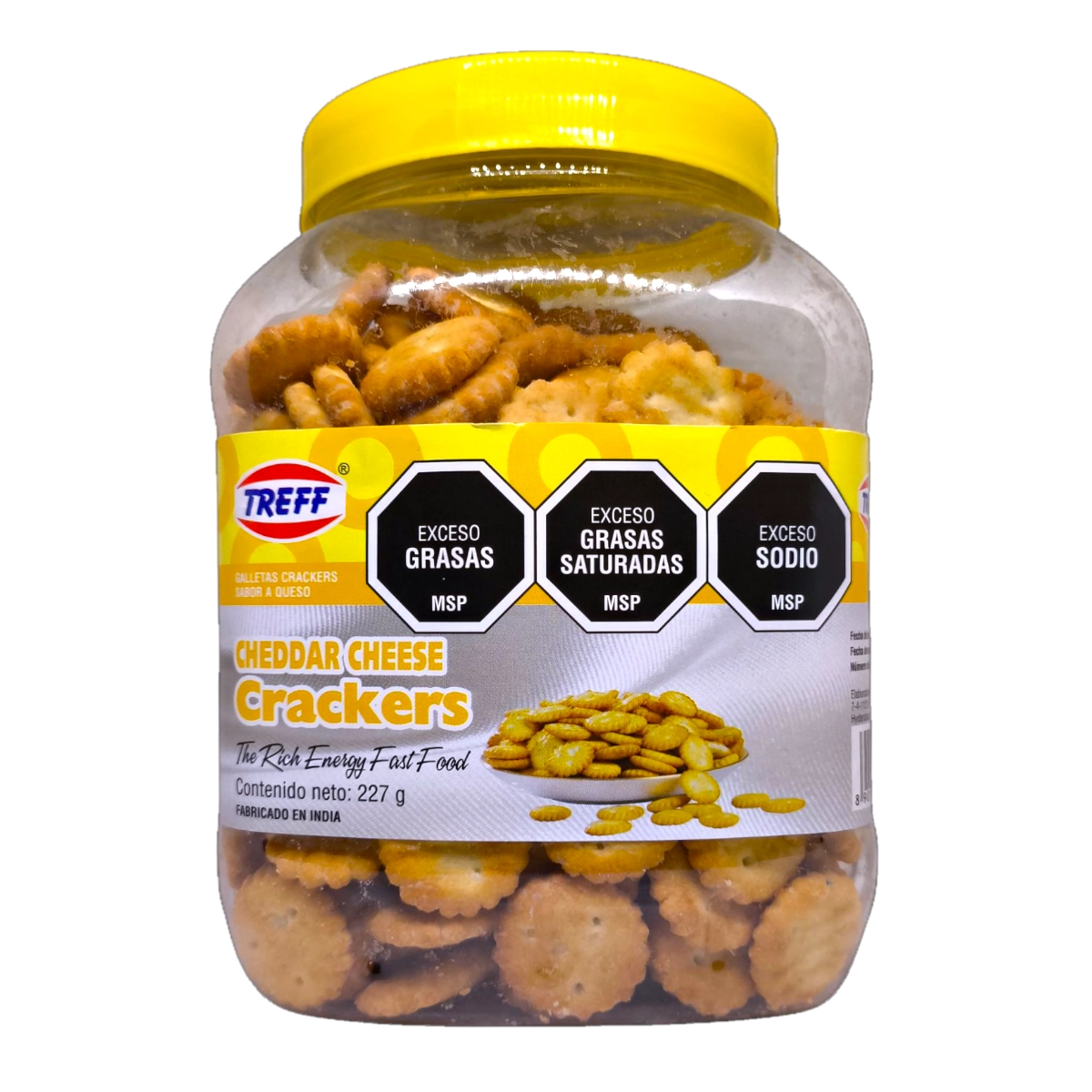 Paquete de Galletas Mini Crackers TREFF sabor Queso Cheddar de 227g.