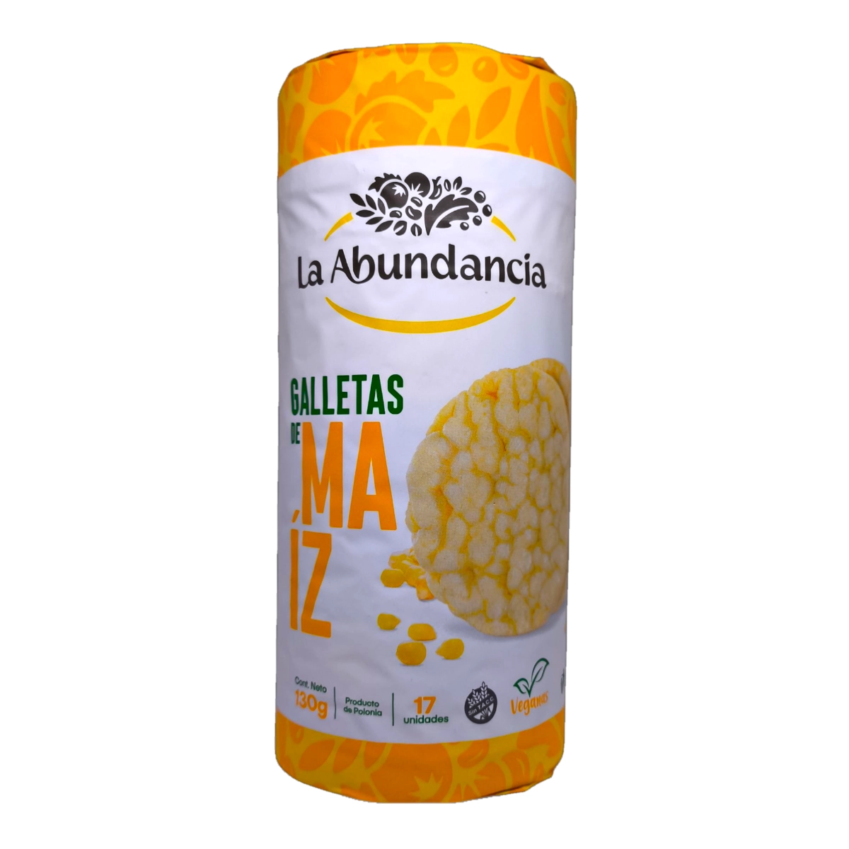 Paquete de Galletas de Maíz LA ABUNDANCIA de 130g, snack liviano y crocante.