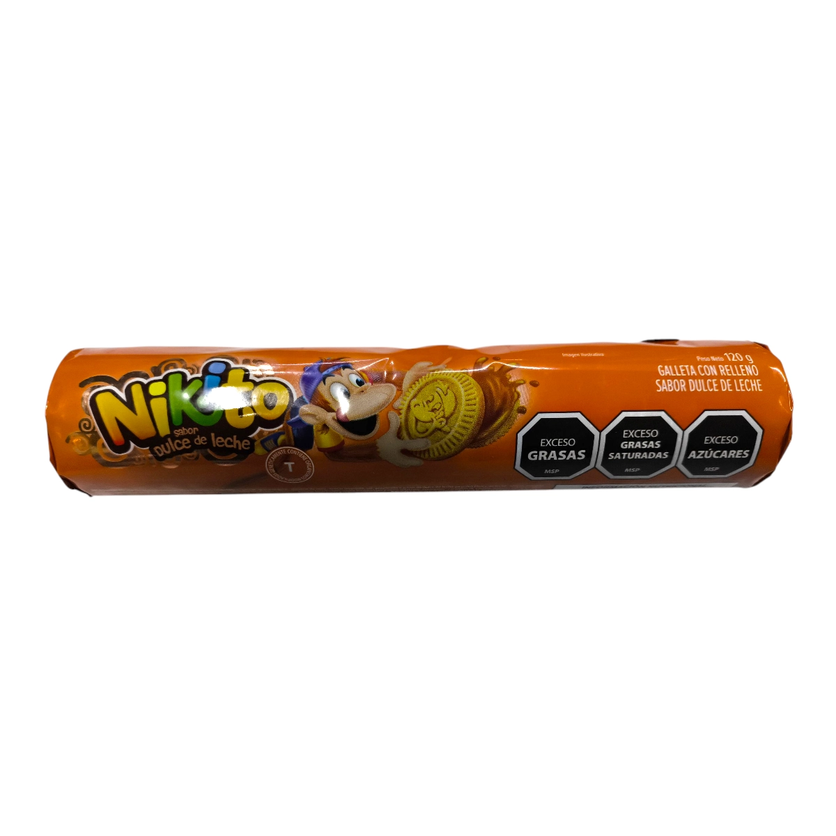 Paquete de Galletitas Rellenas NIKITO 120g sabor Dulce de Leche.